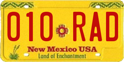 NM license plate 010RAD