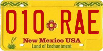 NM license plate 010RAE