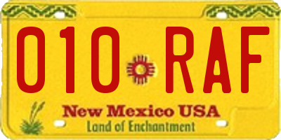 NM license plate 010RAF