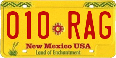 NM license plate 010RAG