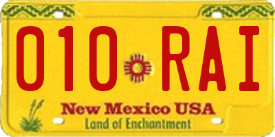 NM license plate 010RAI