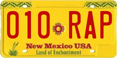 NM license plate 010RAP