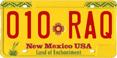 NM license plate 010RAQ