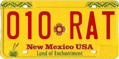 NM license plate 010RAT