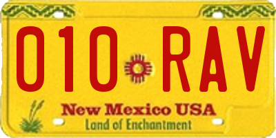 NM license plate 010RAV