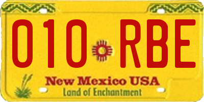 NM license plate 010RBE