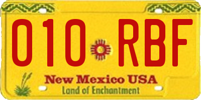 NM license plate 010RBF
