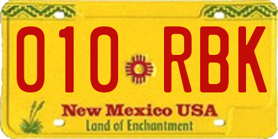 NM license plate 010RBK