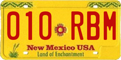NM license plate 010RBM