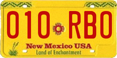 NM license plate 010RBO