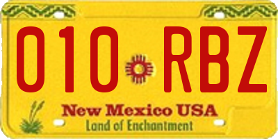 NM license plate 010RBZ
