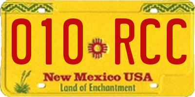 NM license plate 010RCC