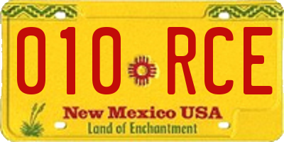 NM license plate 010RCE