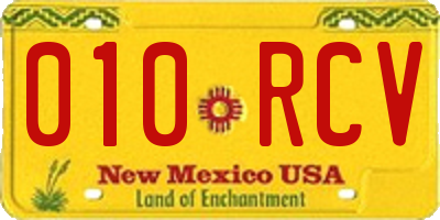 NM license plate 010RCV