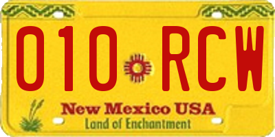 NM license plate 010RCW