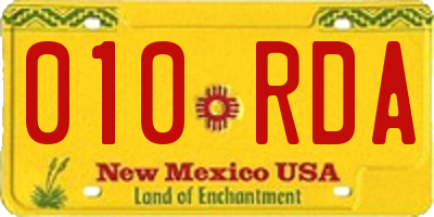 NM license plate 010RDA