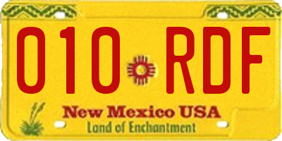 NM license plate 010RDF