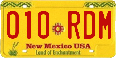 NM license plate 010RDM
