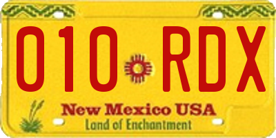 NM license plate 010RDX