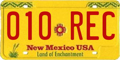 NM license plate 010REC