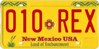 NM license plate 010REX