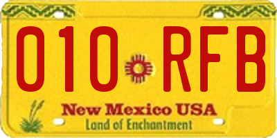 NM license plate 010RFB