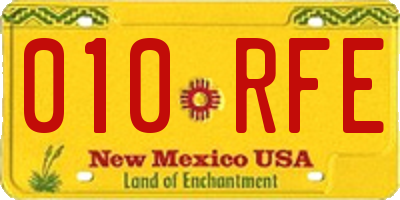 NM license plate 010RFE