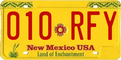 NM license plate 010RFY