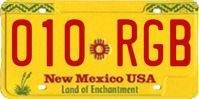 NM license plate 010RGB