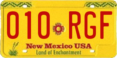 NM license plate 010RGF