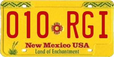 NM license plate 010RGI