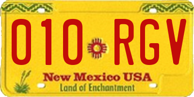 NM license plate 010RGV