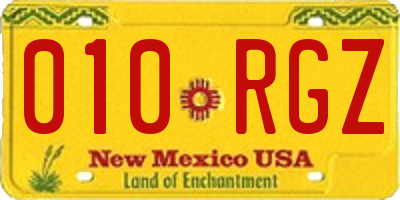 NM license plate 010RGZ