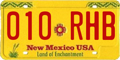 NM license plate 010RHB