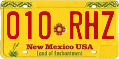 NM license plate 010RHZ