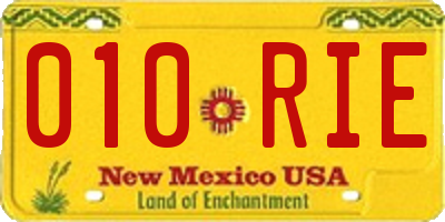 NM license plate 010RIE
