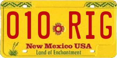 NM license plate 010RIG