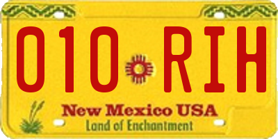 NM license plate 010RIH