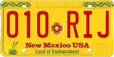 NM license plate 010RIJ