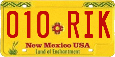 NM license plate 010RIK