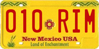 NM license plate 010RIM