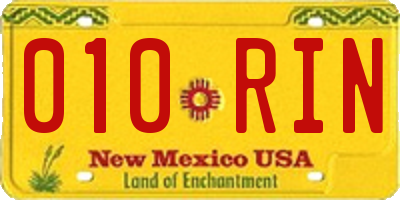 NM license plate 010RIN