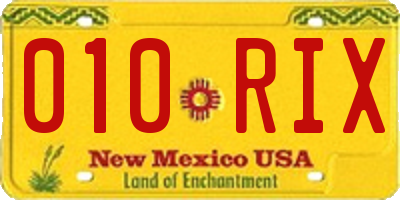 NM license plate 010RIX
