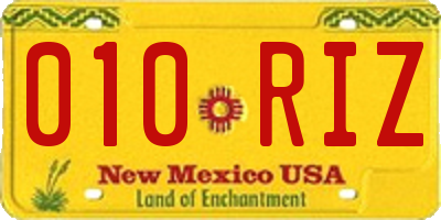 NM license plate 010RIZ
