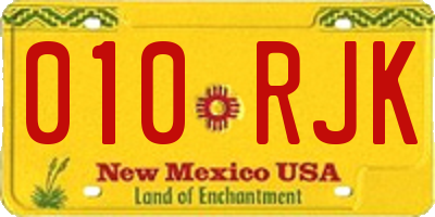 NM license plate 010RJK