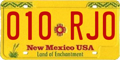 NM license plate 010RJO