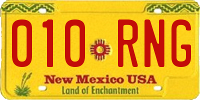 NM license plate 010RNG