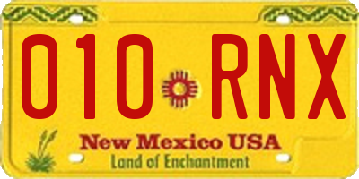 NM license plate 010RNX