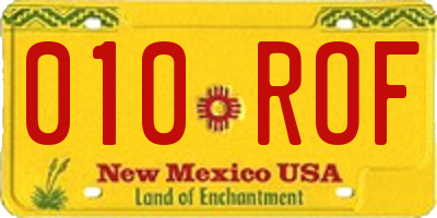 NM license plate 010ROF