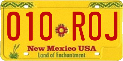 NM license plate 010ROJ